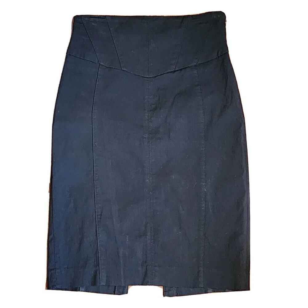 Express Design Studio Skirt‎ Womens Size 4 Solid All Black Side Zip Pencil Y2K